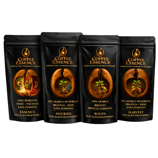 Zestaw degustacyjny Kawy Ziarnistej 4×100g  100% arabica, 80/20, 50/50, 100% robusta